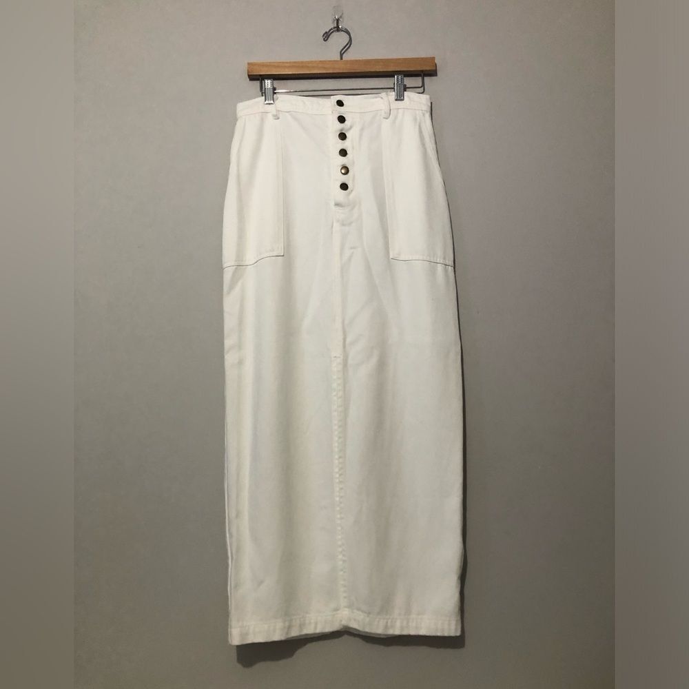 YFB White Button-Front Midi Women’s Size Medium Maxi Skirt With Pockets